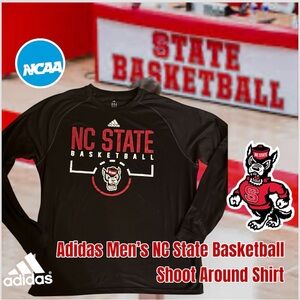 Men’s Adidas NC State Basketball Shoot Around Long Sleeve Tee Shirt, XL (Black)
